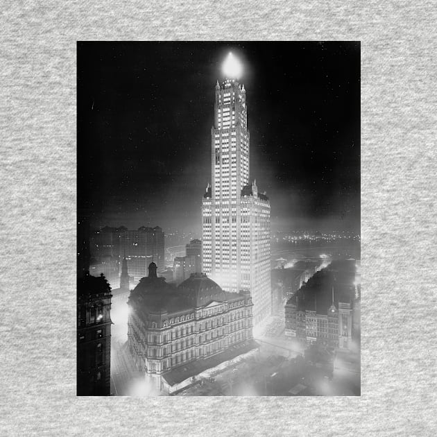 Woolworth Building at Night, 1920. Vintage Photo by historyphoto